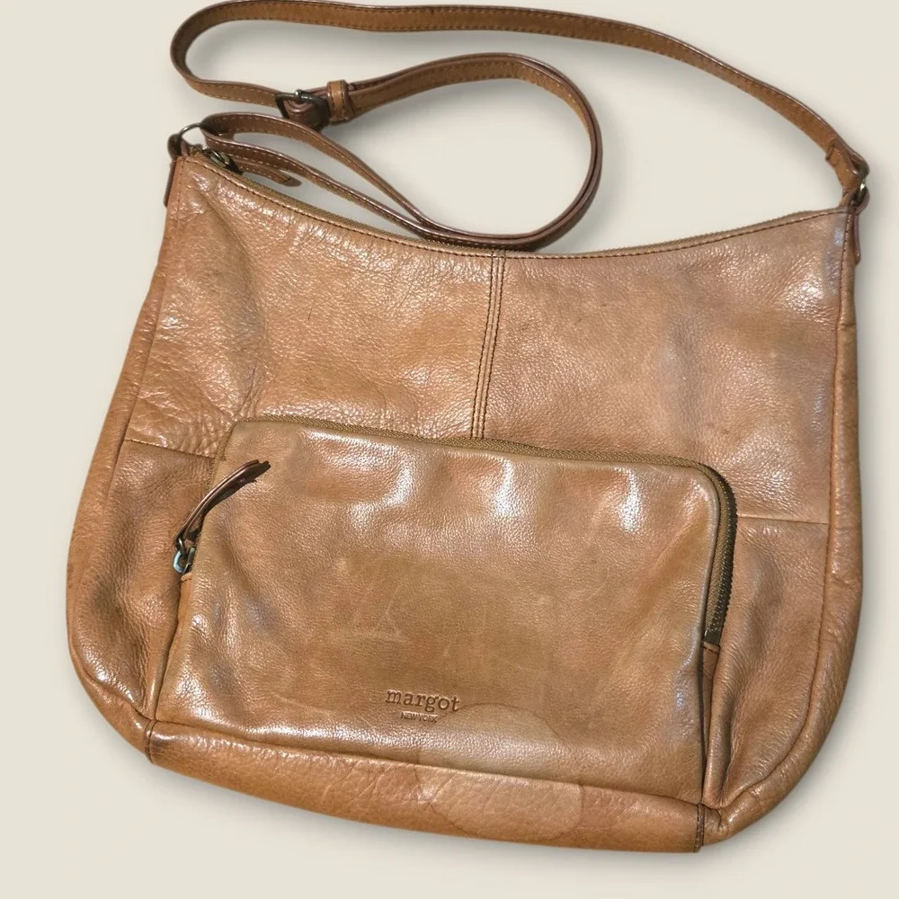 Vintage Margot New York Leather Hobo Bag 2000s 13x13